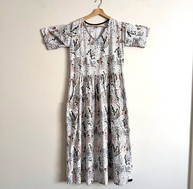 Women’s Handmade Ripple Dress with Pockets - SUCCULENTS / SMALL