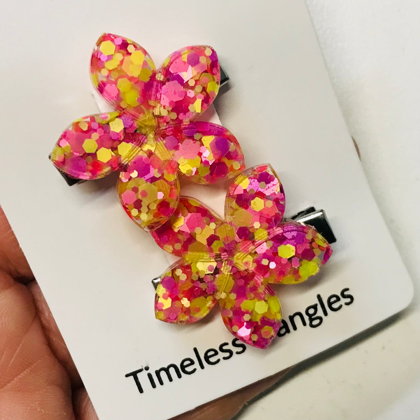 Resin Sparkle Hair Clips - Mini Set of 2