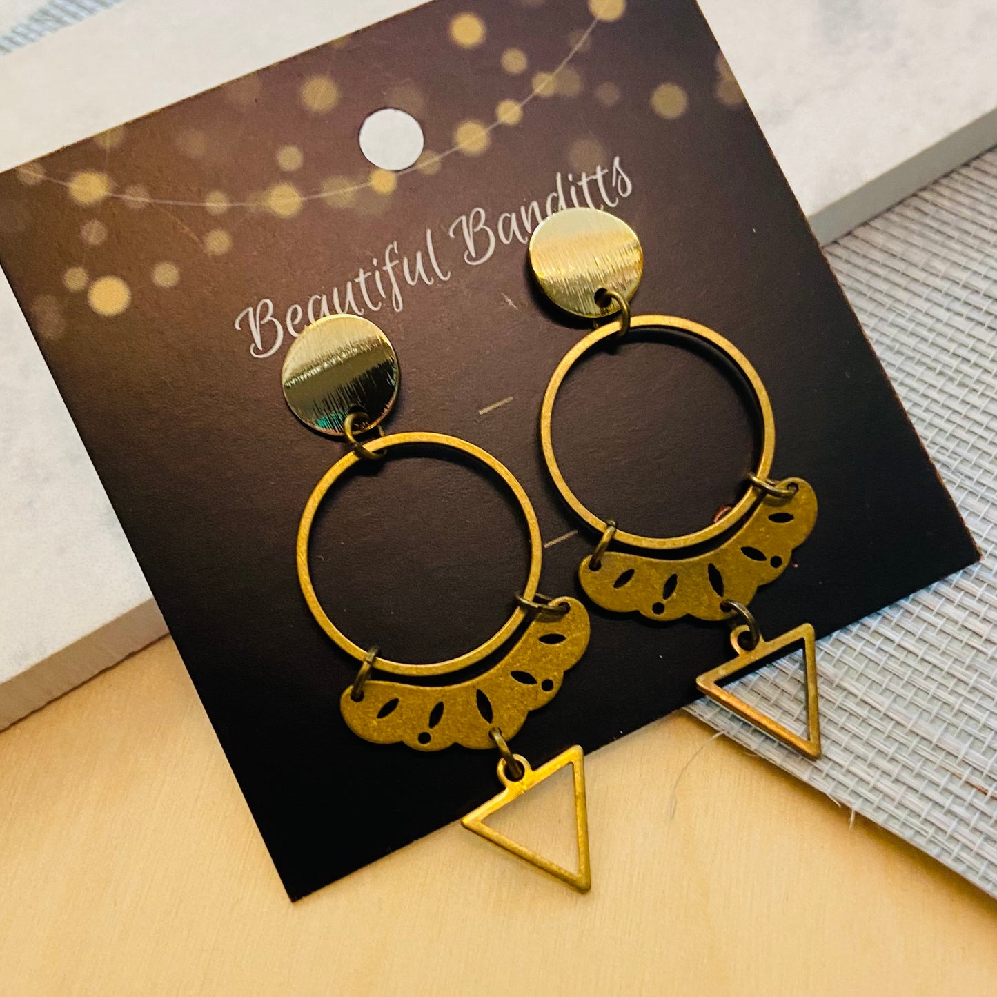 Mixed Metal and Resin Earrings - medium