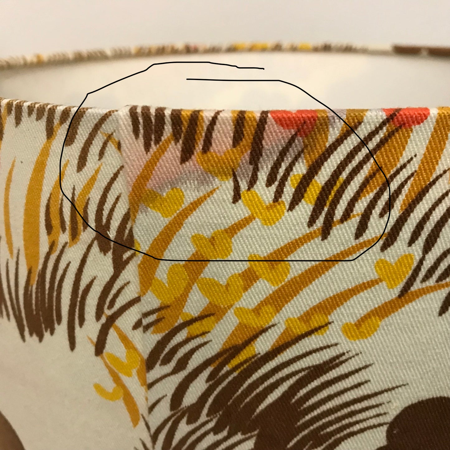 Close-up of a fabric with damage
