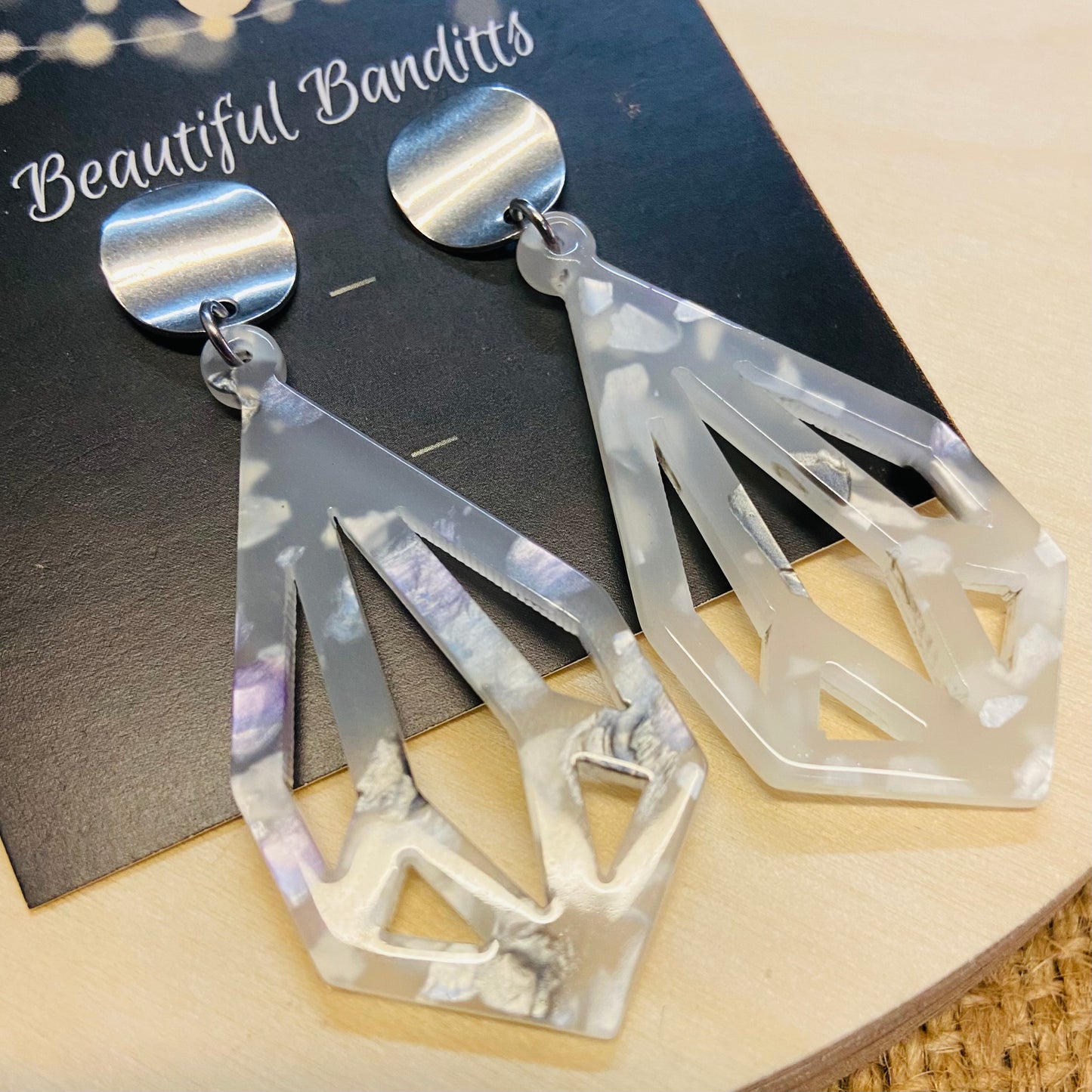 Mixed Metal and Resin Earrings - large