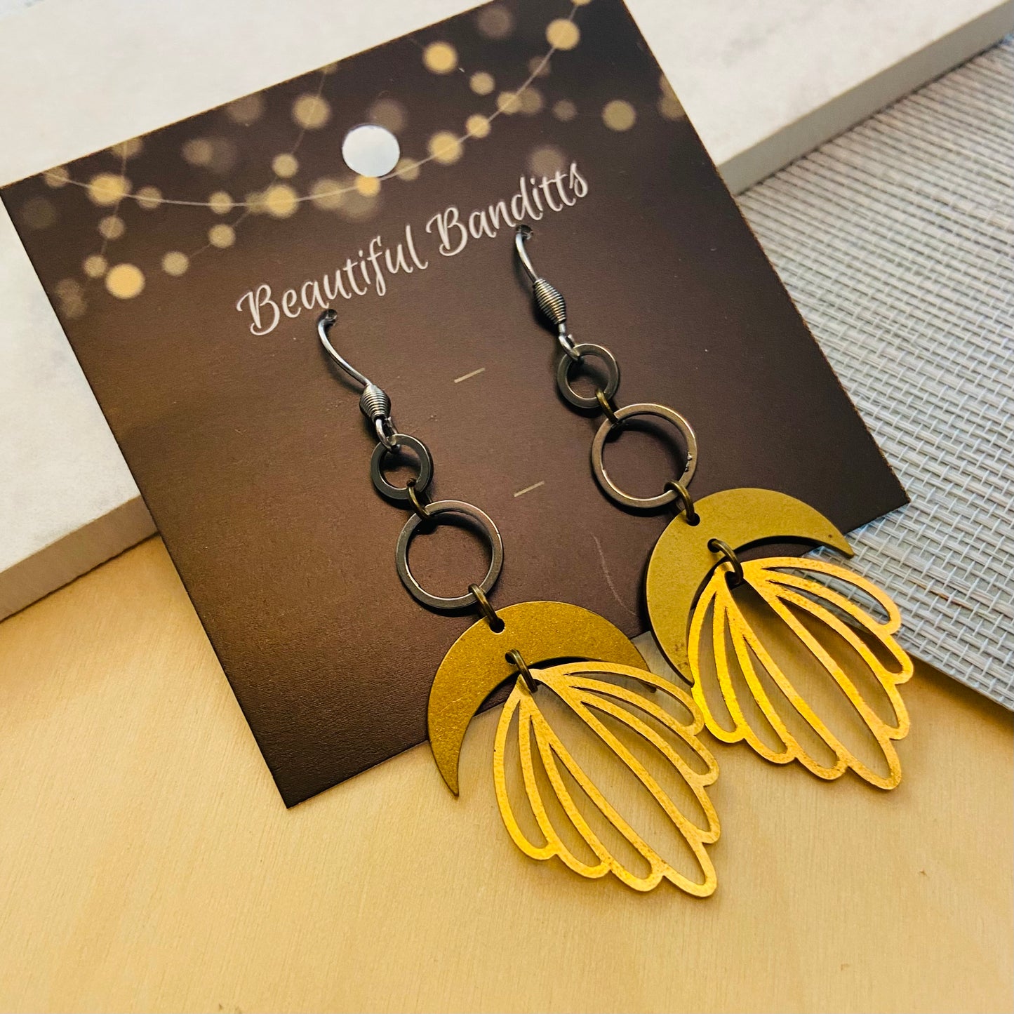 Mixed Metal and Resin Earrings - medium