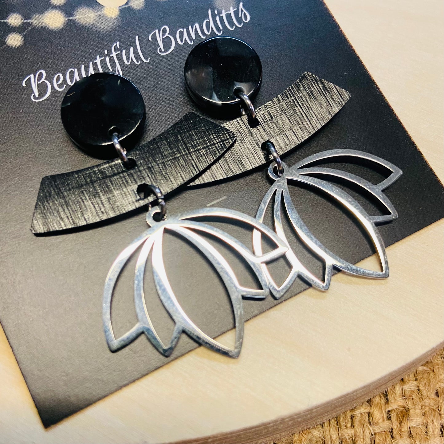 Mixed Metal and Resin Earrings - large