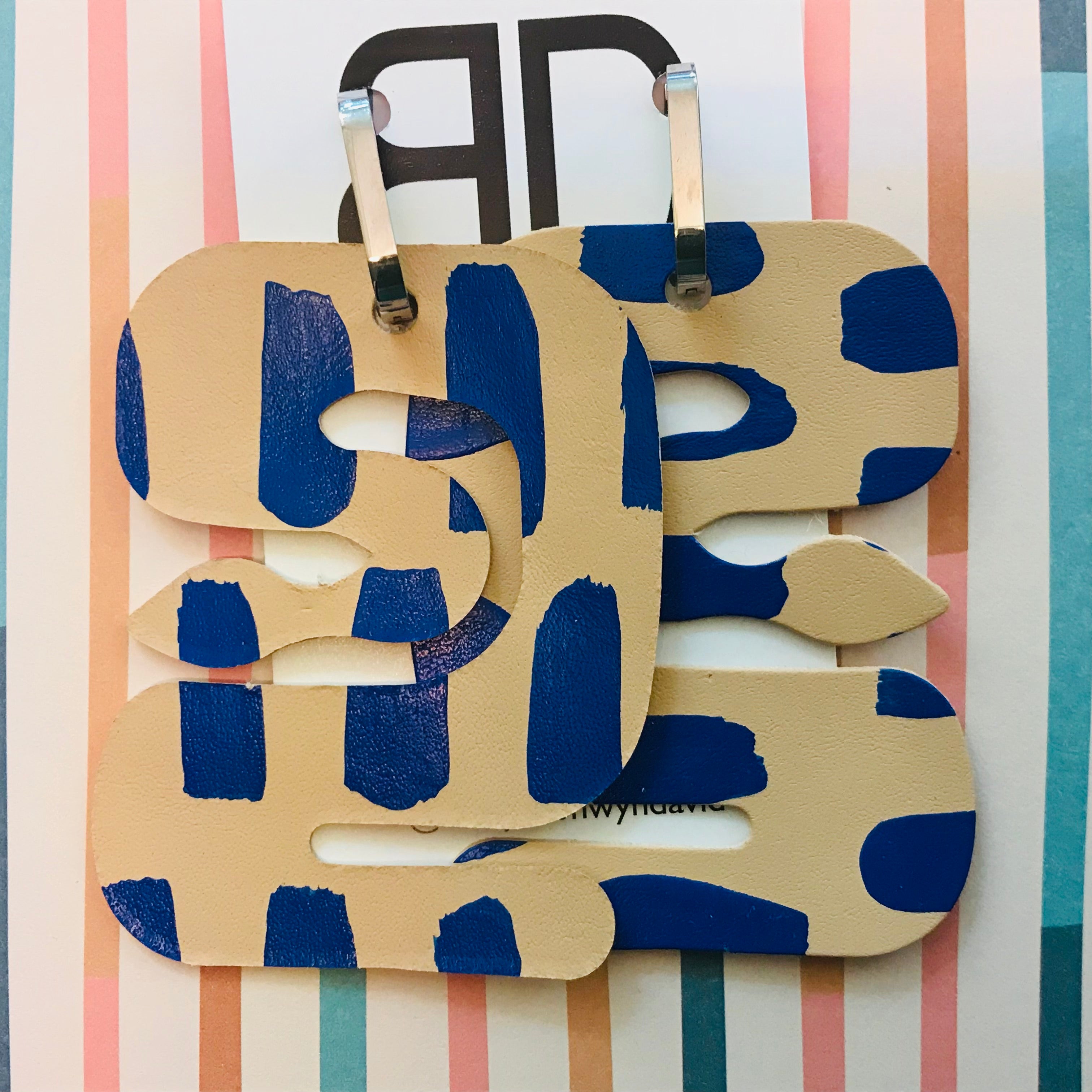 Hand painted leather bold statement earrings - The Snake