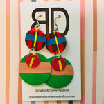 Hand painted leather bold statement earrings - The Stacked Dot