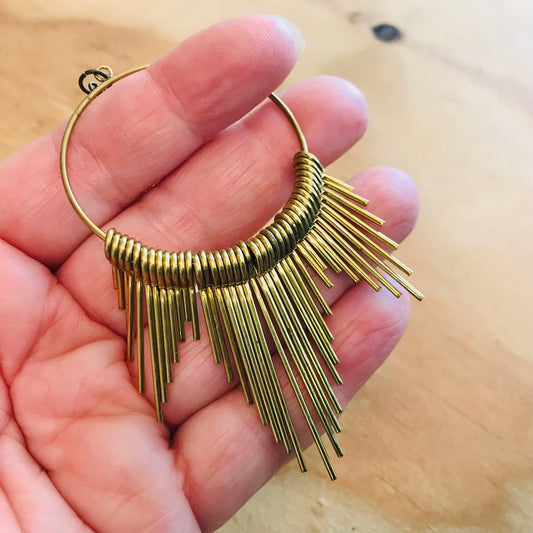 Mixed Metal Necklace - Mega Hoop Spike
