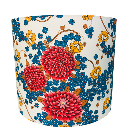 Blue Floral Timber Table Lamp