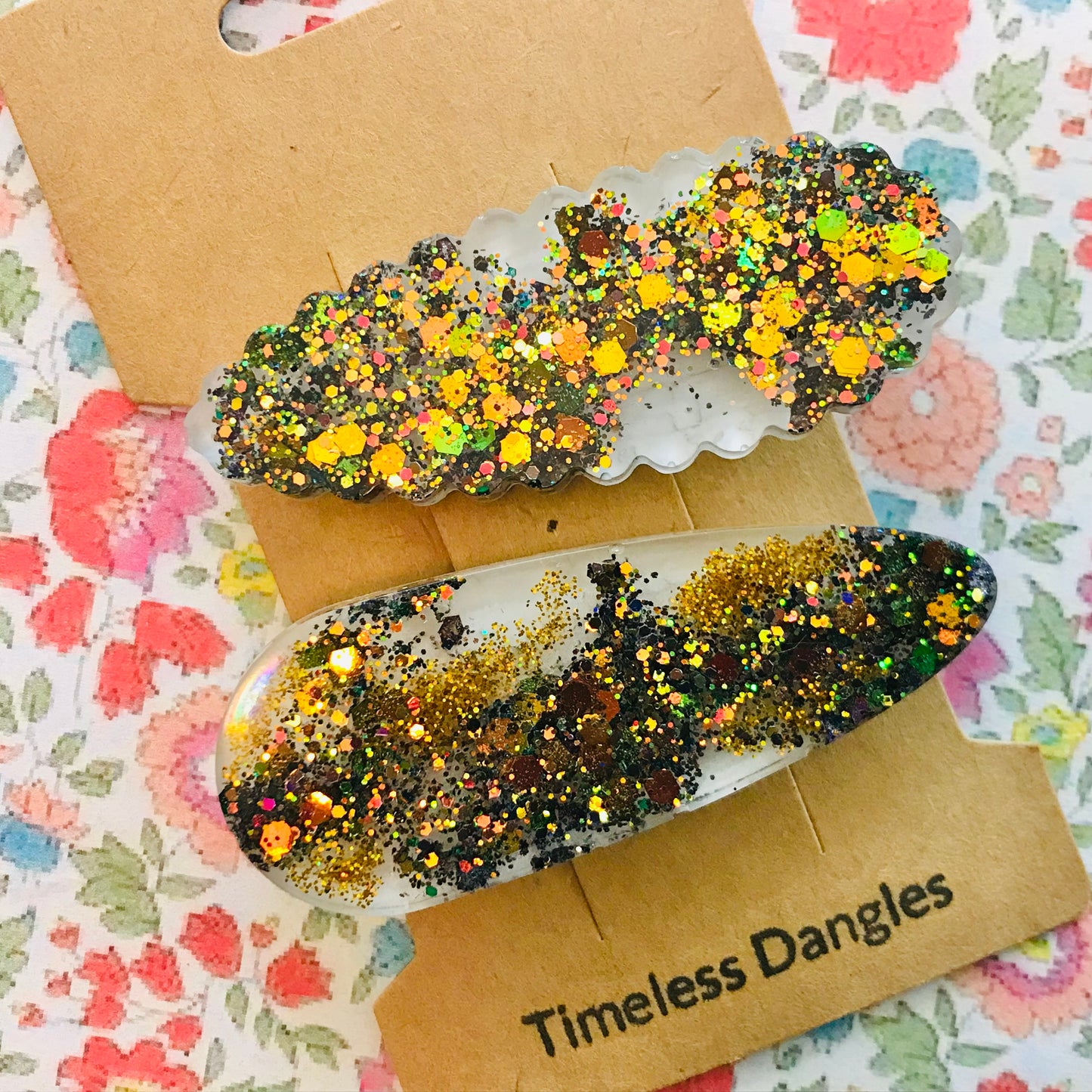 Resin Sparkle Hair Clips - Set of 2