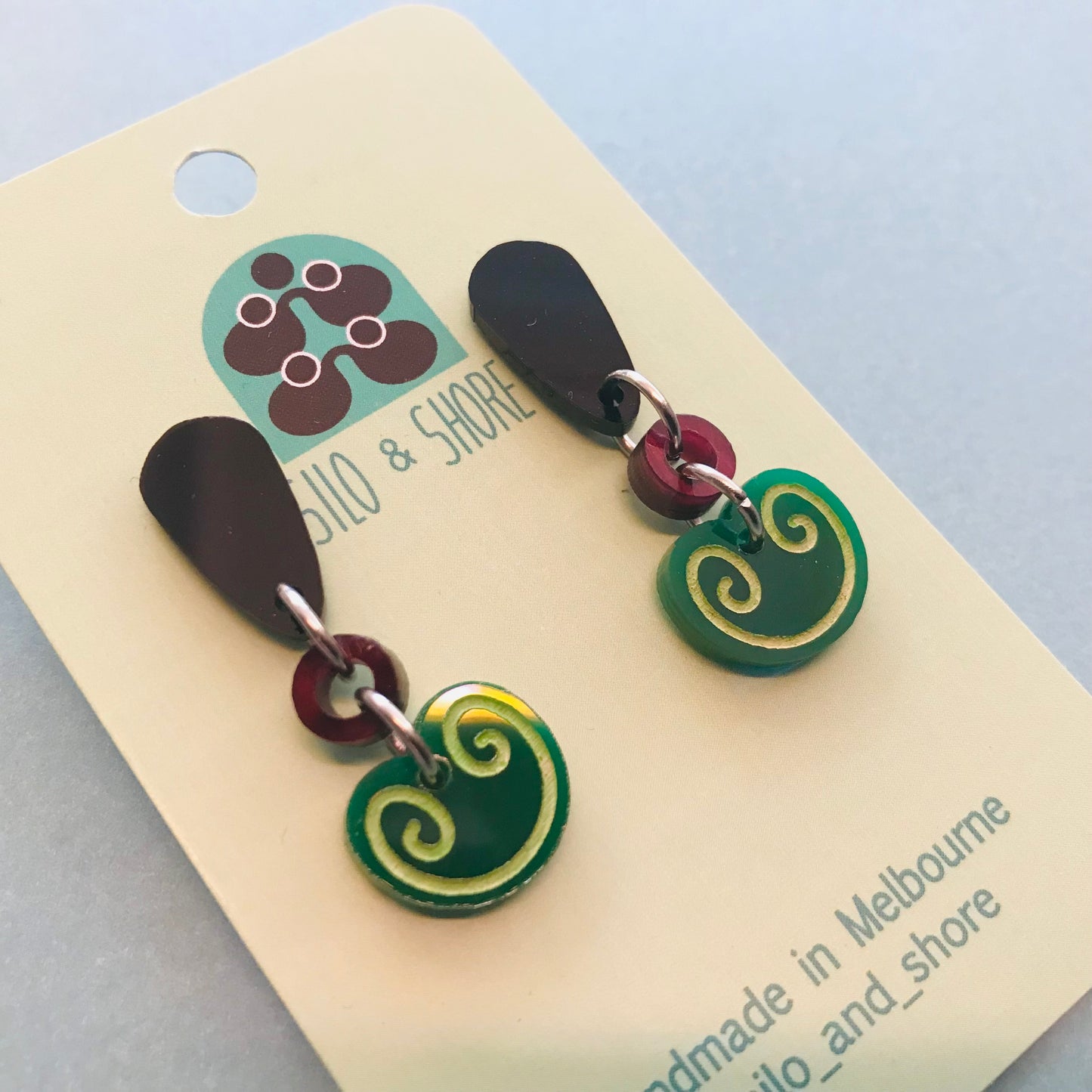 Art Deco Acrylic Earrings - Wave Drop Swirl