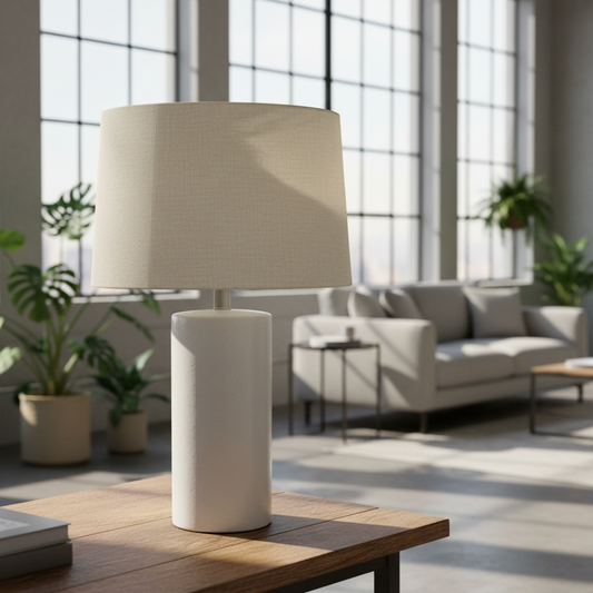 Custom Lamp Shade only - basics - Winter White Vintage Slub