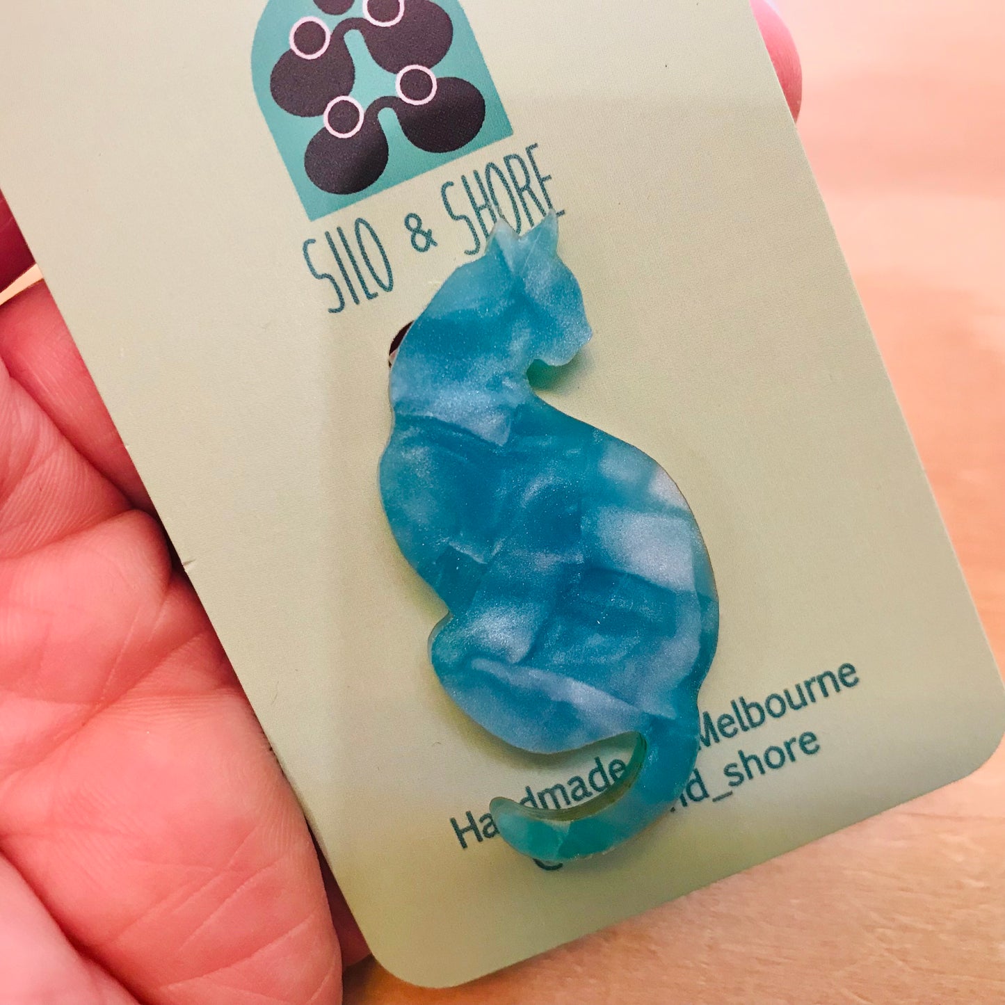 Art Deco Acrylic Brooch - Cats