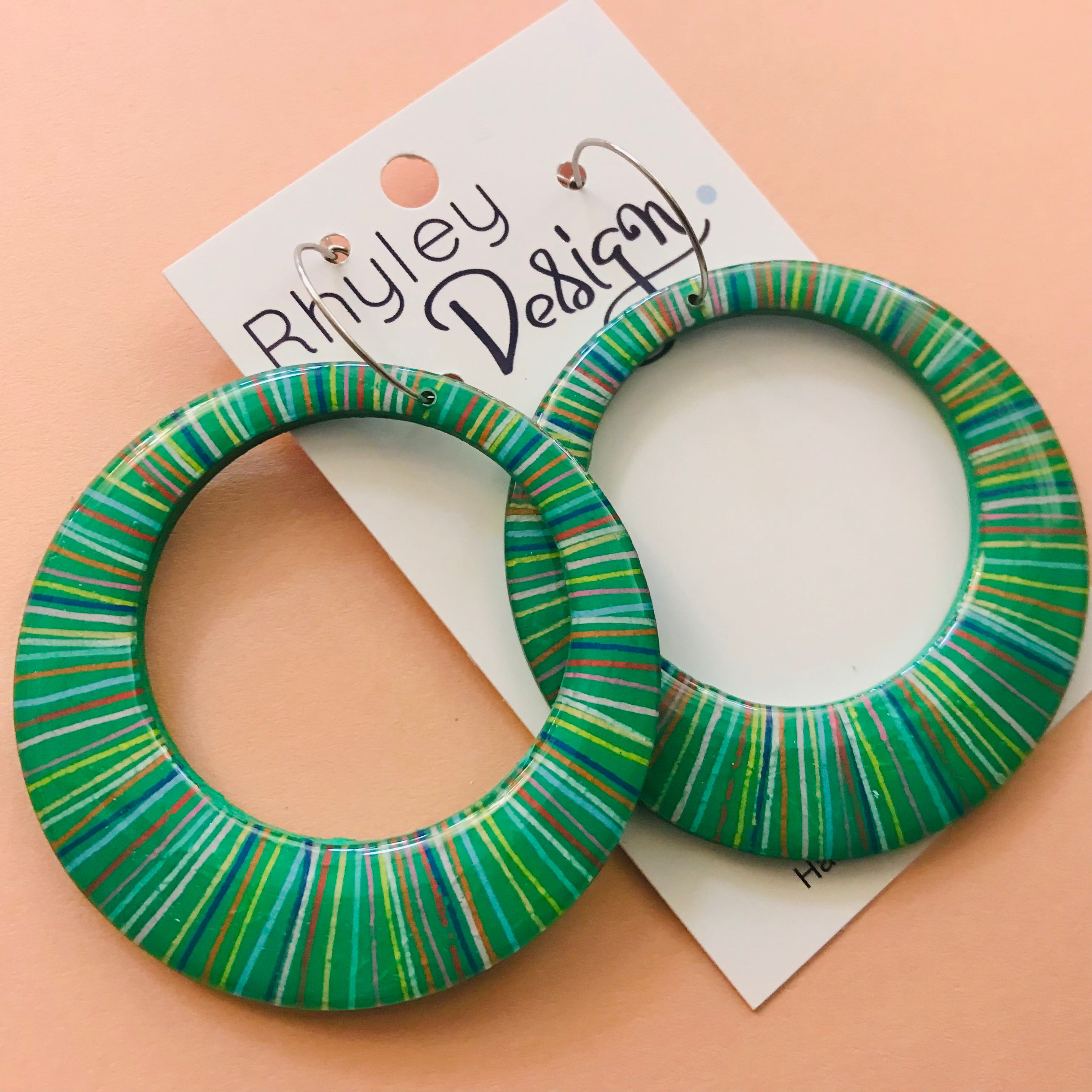 Handpainted Striped Hoops