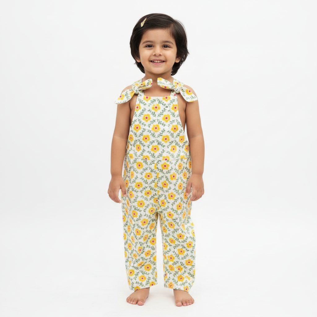 Kids Overalls Dungarees - Sunflowers