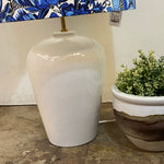 Ceramic White Blub Lamp with Blue Fleurs Shade