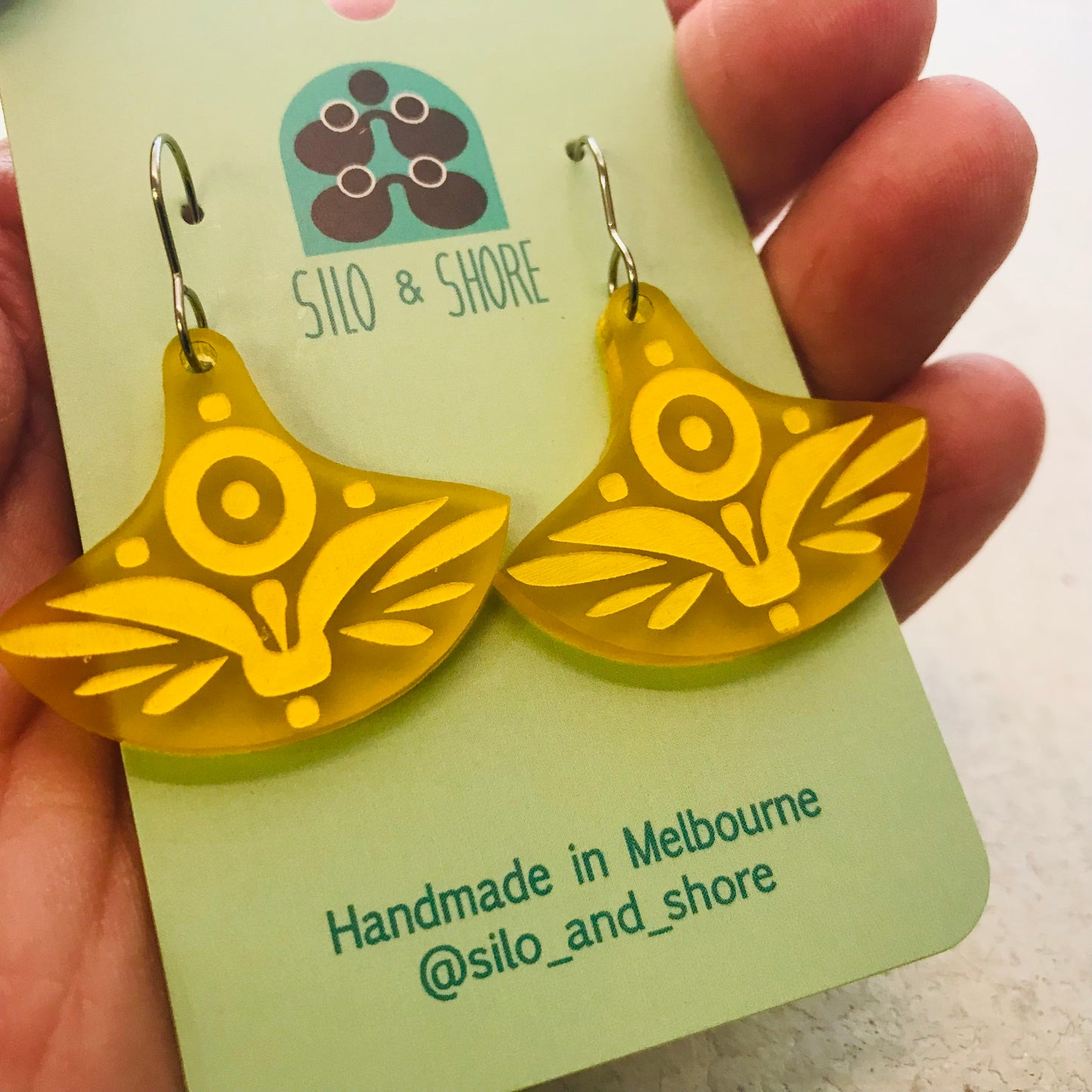 Art Deco Acrylic Earrings - Wide Fan Hook