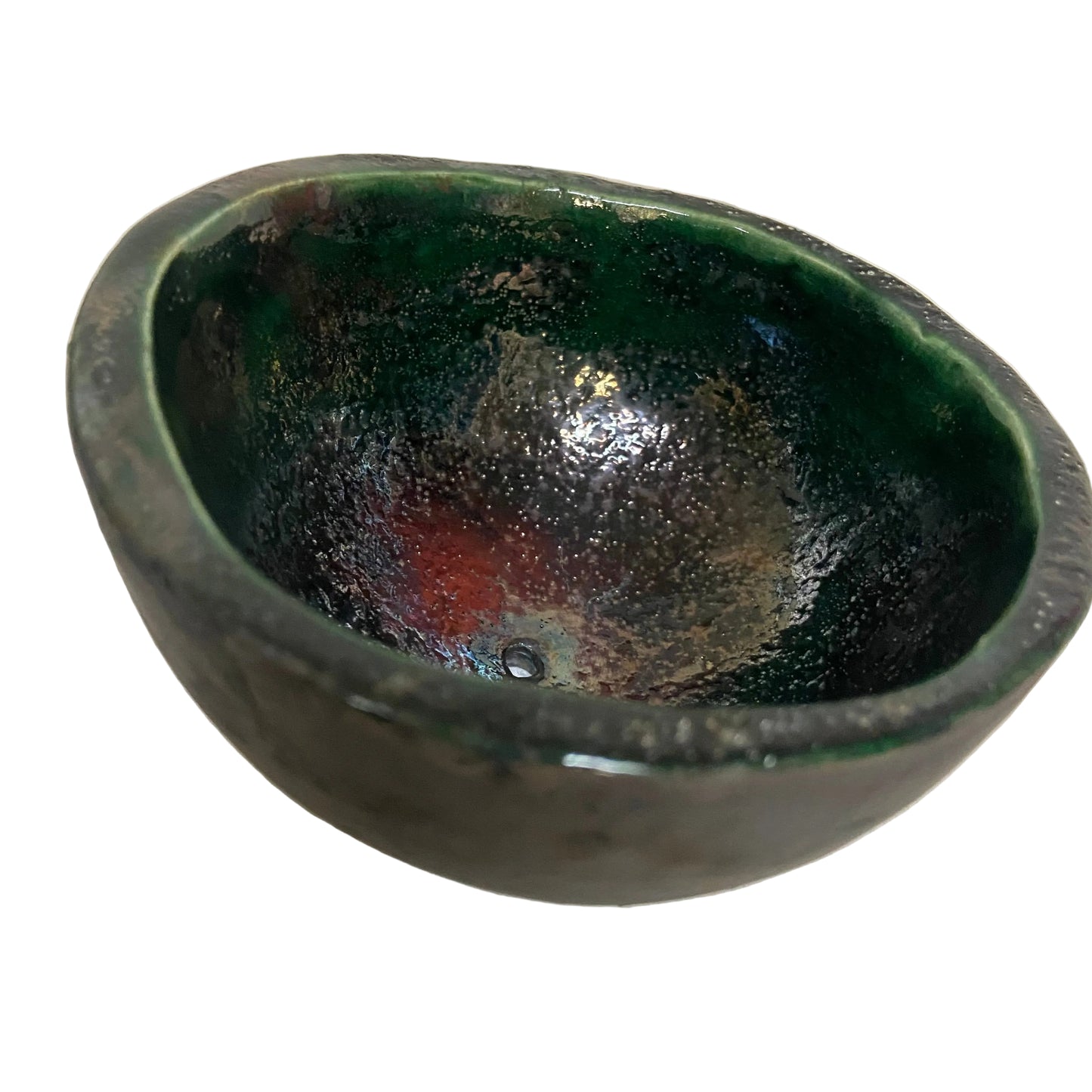 Raku Planter Bowl - Rustic Glaze with foot