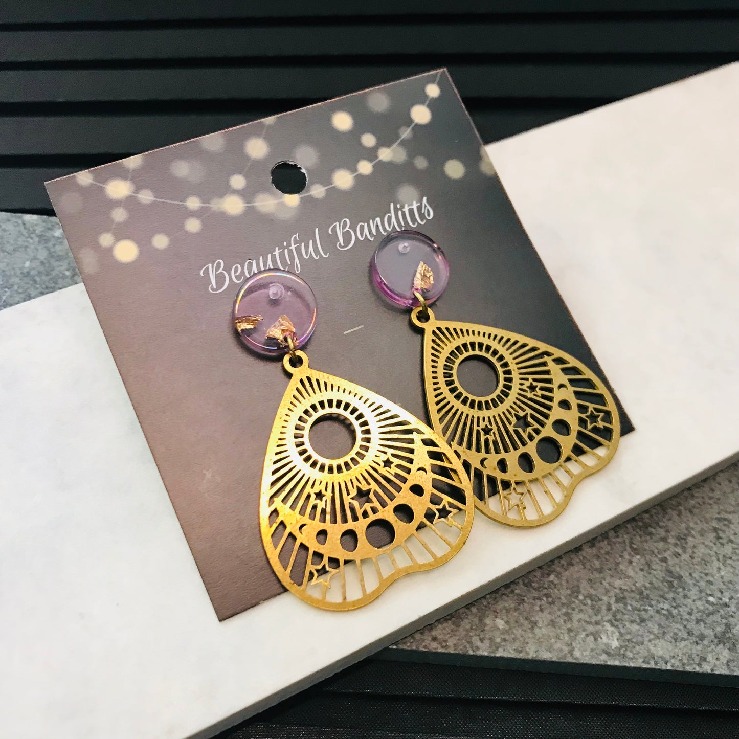 Mixed Metal and Resin Earrings - small