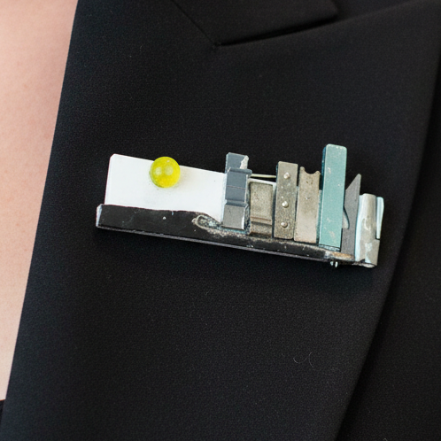 Found Object Brooch - SIlver City Sunrise 4