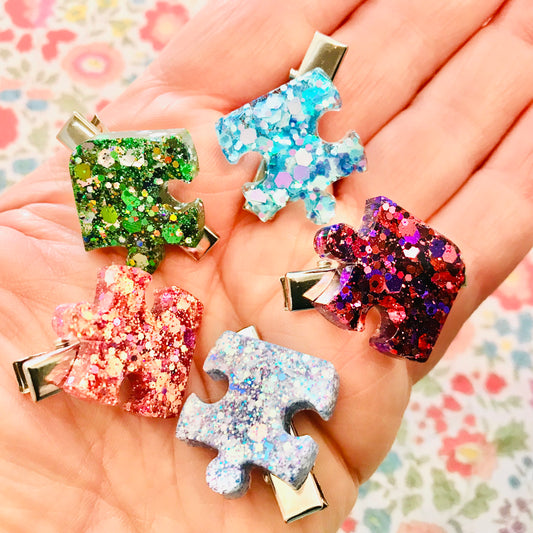 Resin Sparkle Hair Clips - Mini Set of 2