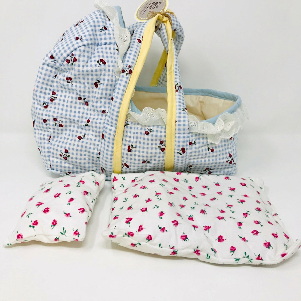 Cloth Carrier Dolls Basket Set with Blanket and Pillow