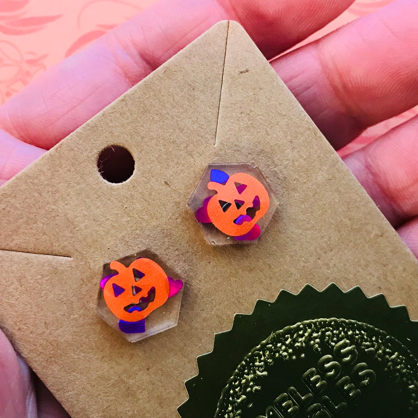 Novelty Resin Sparkle Stud Earrings - Halloween