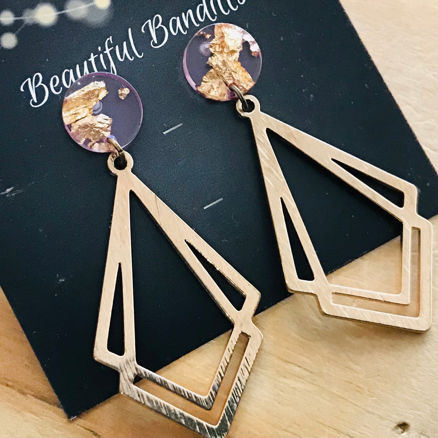 Mixed Metal and Resin Earrings - medium