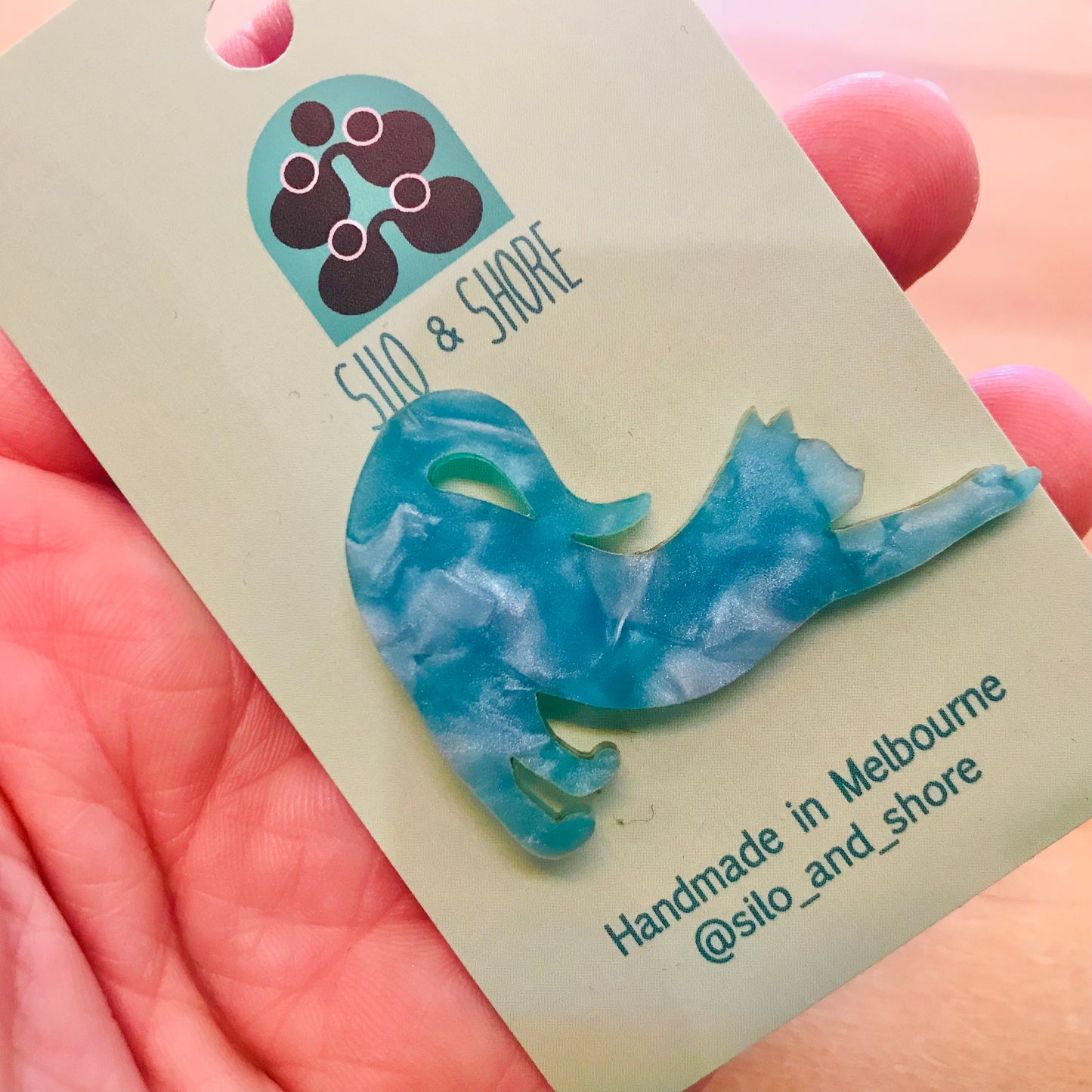 Art Deco Acrylic Brooch - Cats