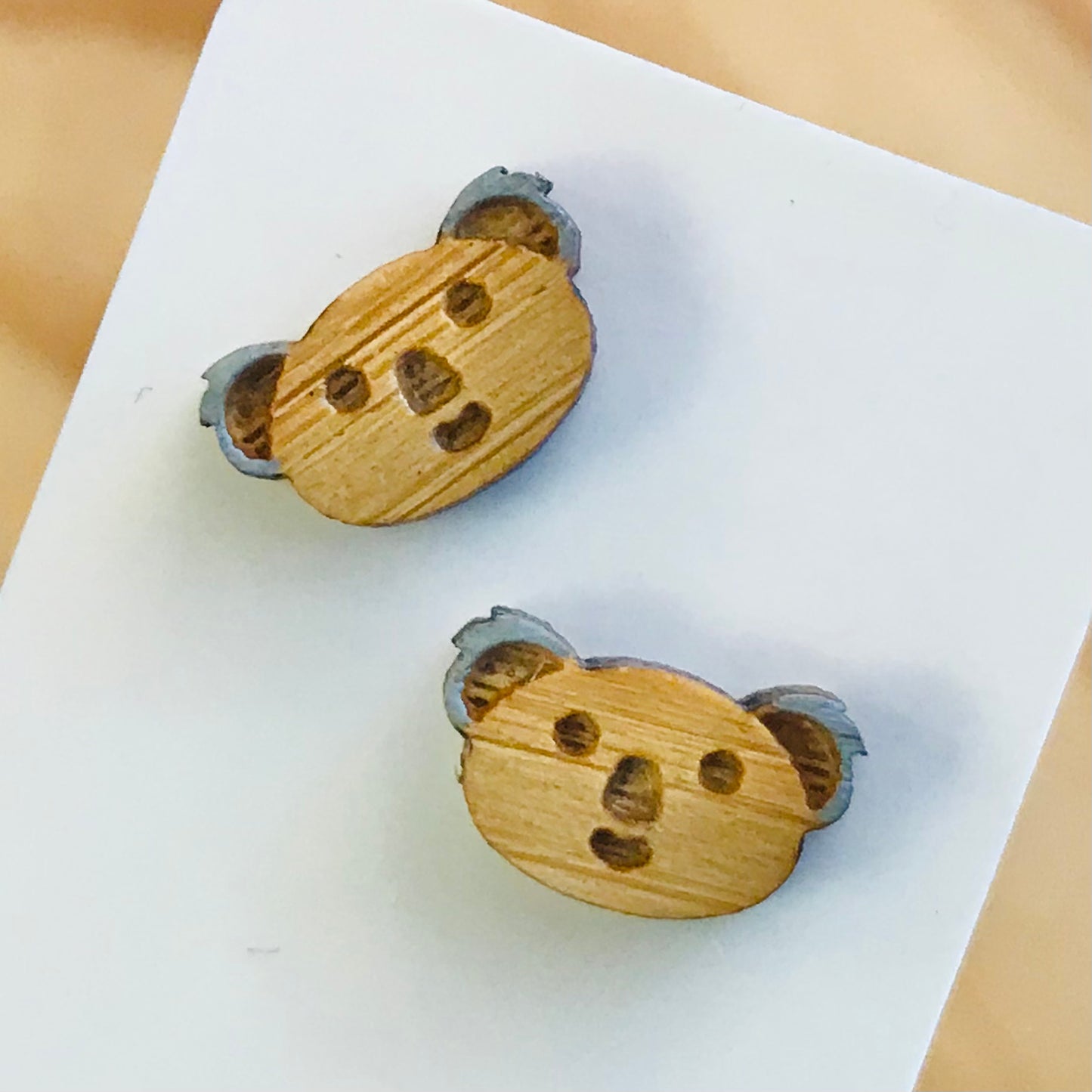 Novelty Studs Earrings - Graphic Wood