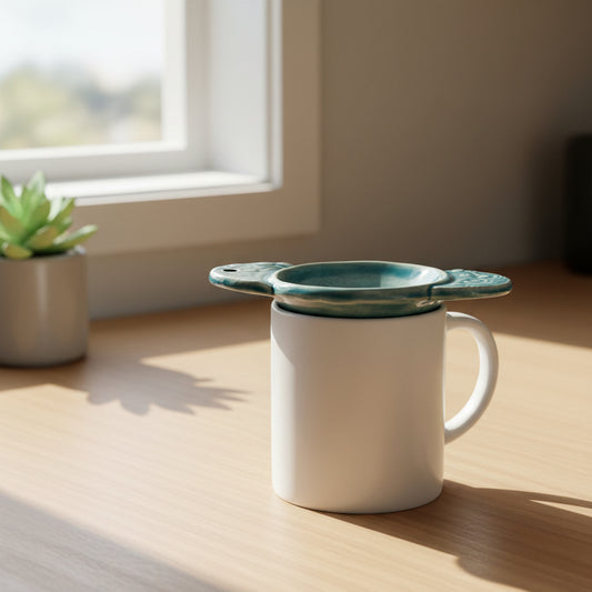 Handcrafted Pottery Tea Strainer - Sage