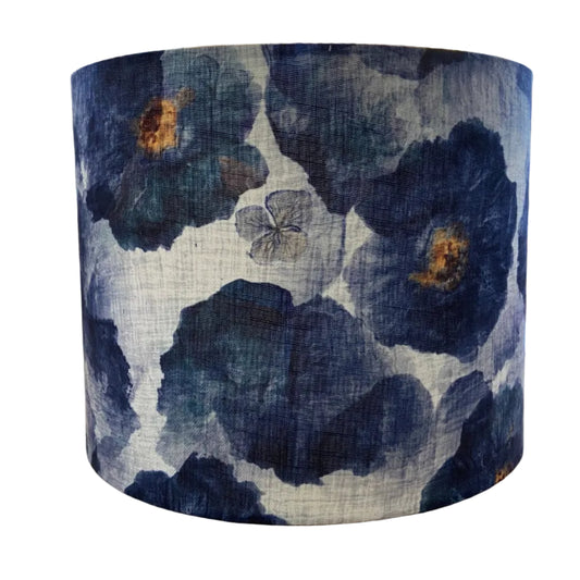 Copper Wire Caged Table Lamp with Indigo Floral Shade (pair available)