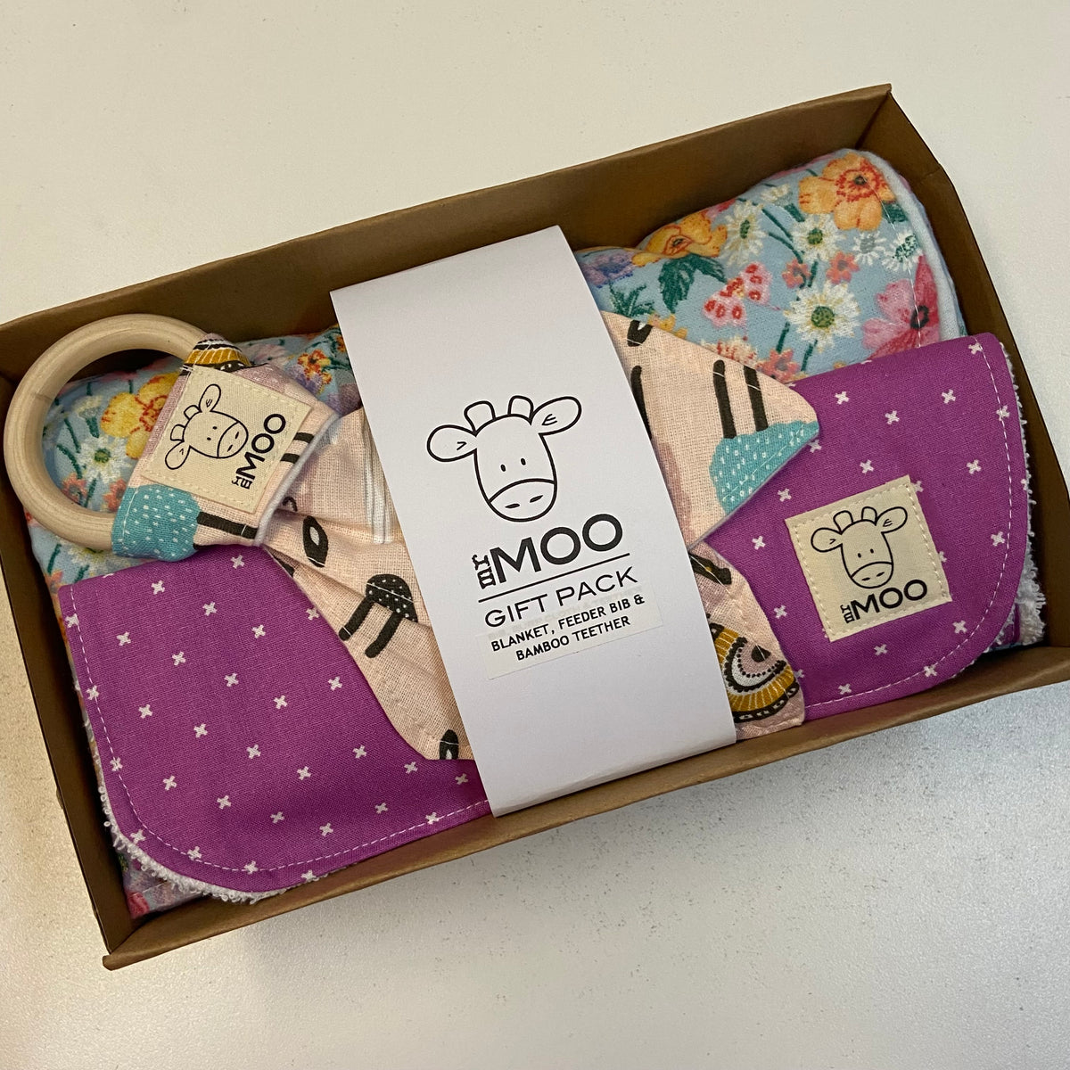 Gift Box - Blanket, Bib & Timber Teether