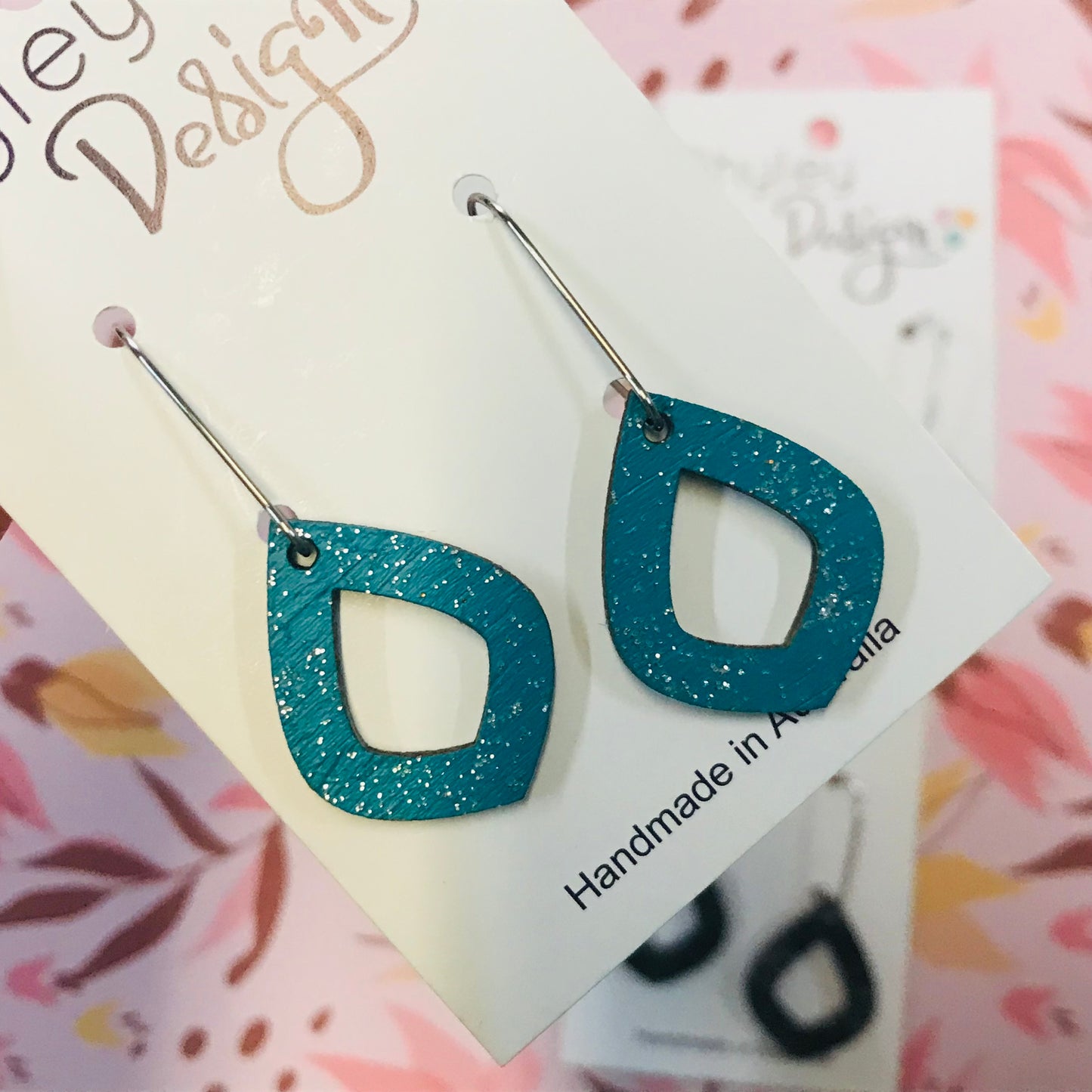 Diamond Sparkle Handpainted Wood Statement Earrings
