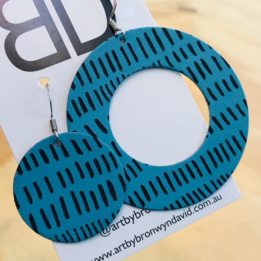 Hand painted leather bold statement earrings - The Decorative Sphere