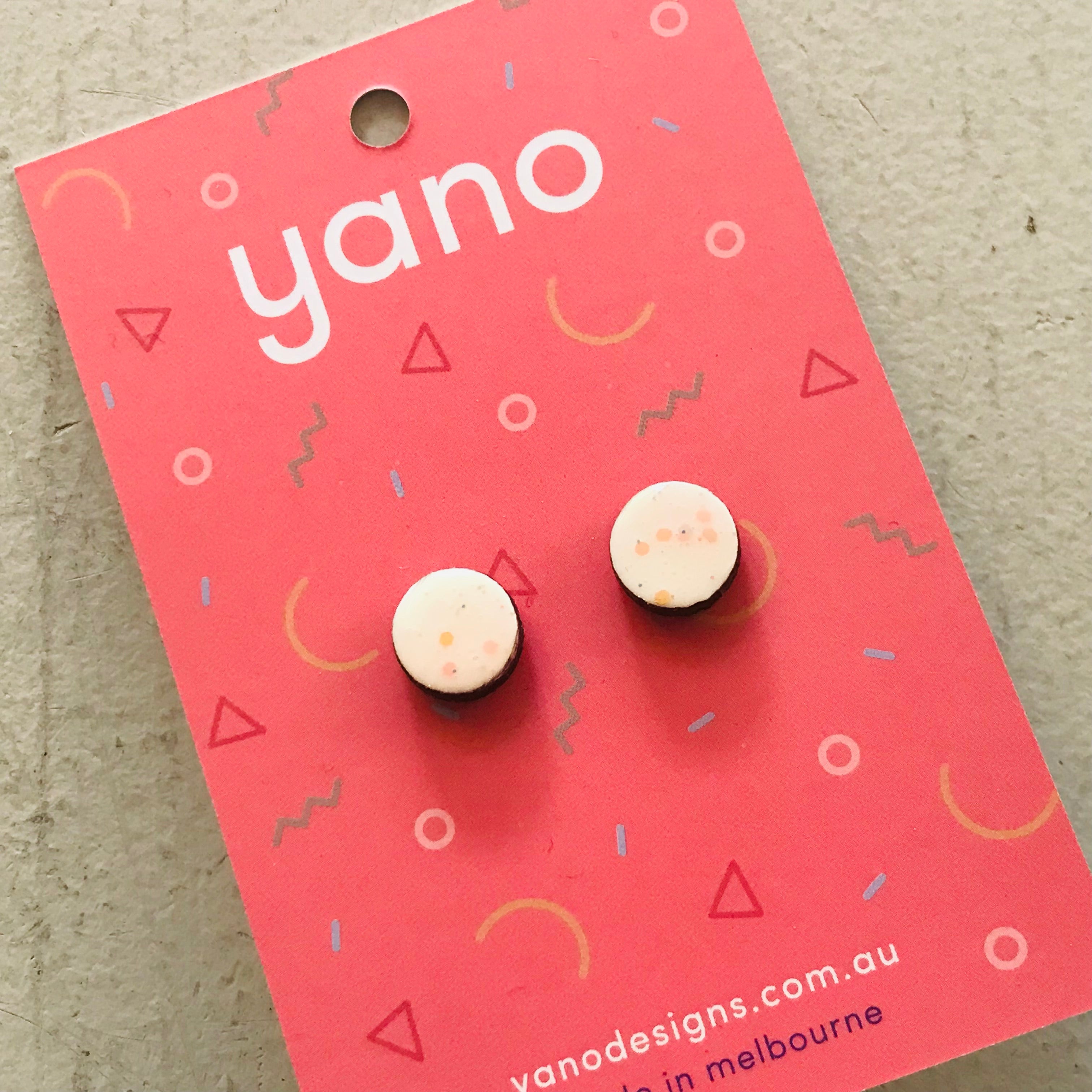 Round Laser Cut Timber Stud Earrings