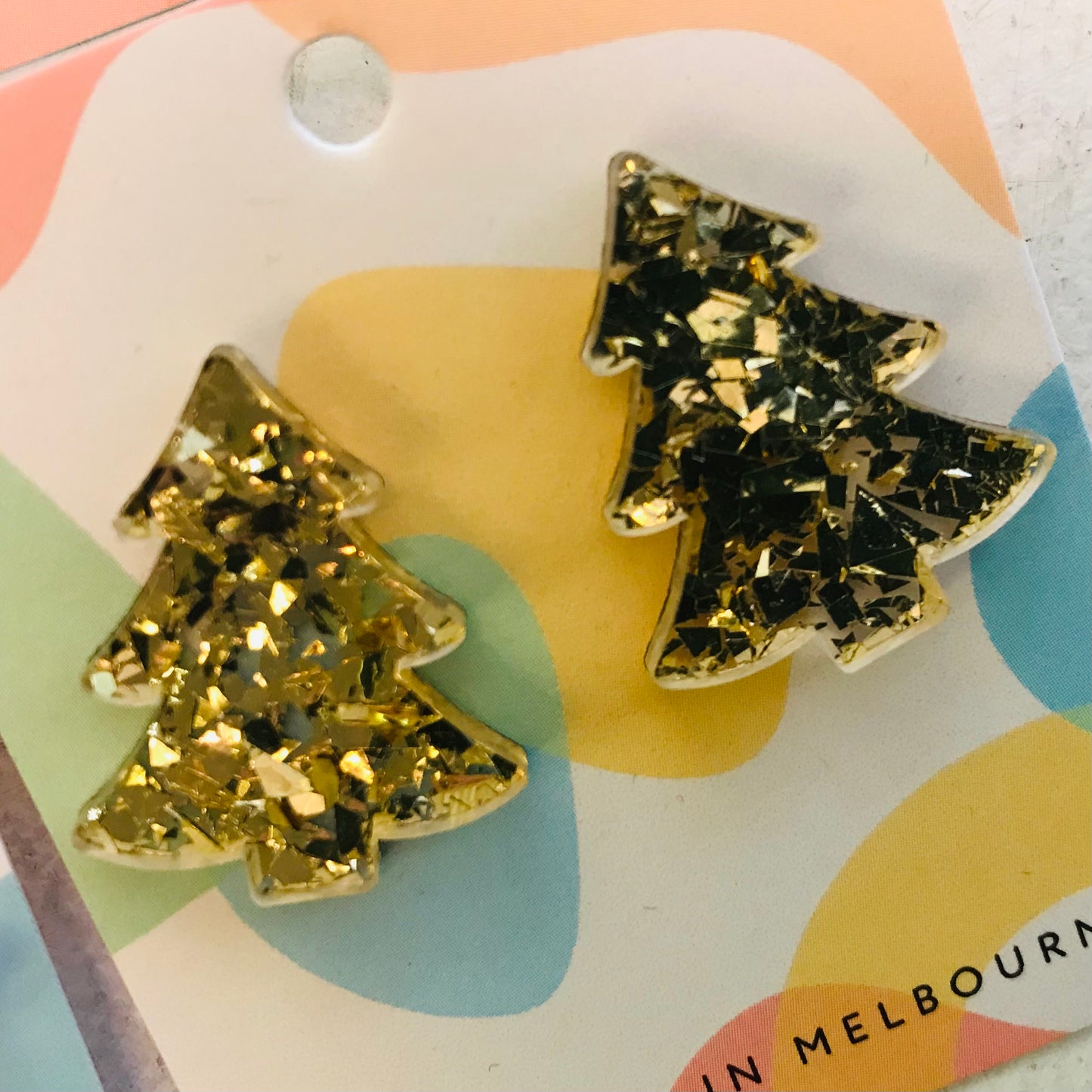 Novelty Acrylic Earrings - Christmas Tree Studs