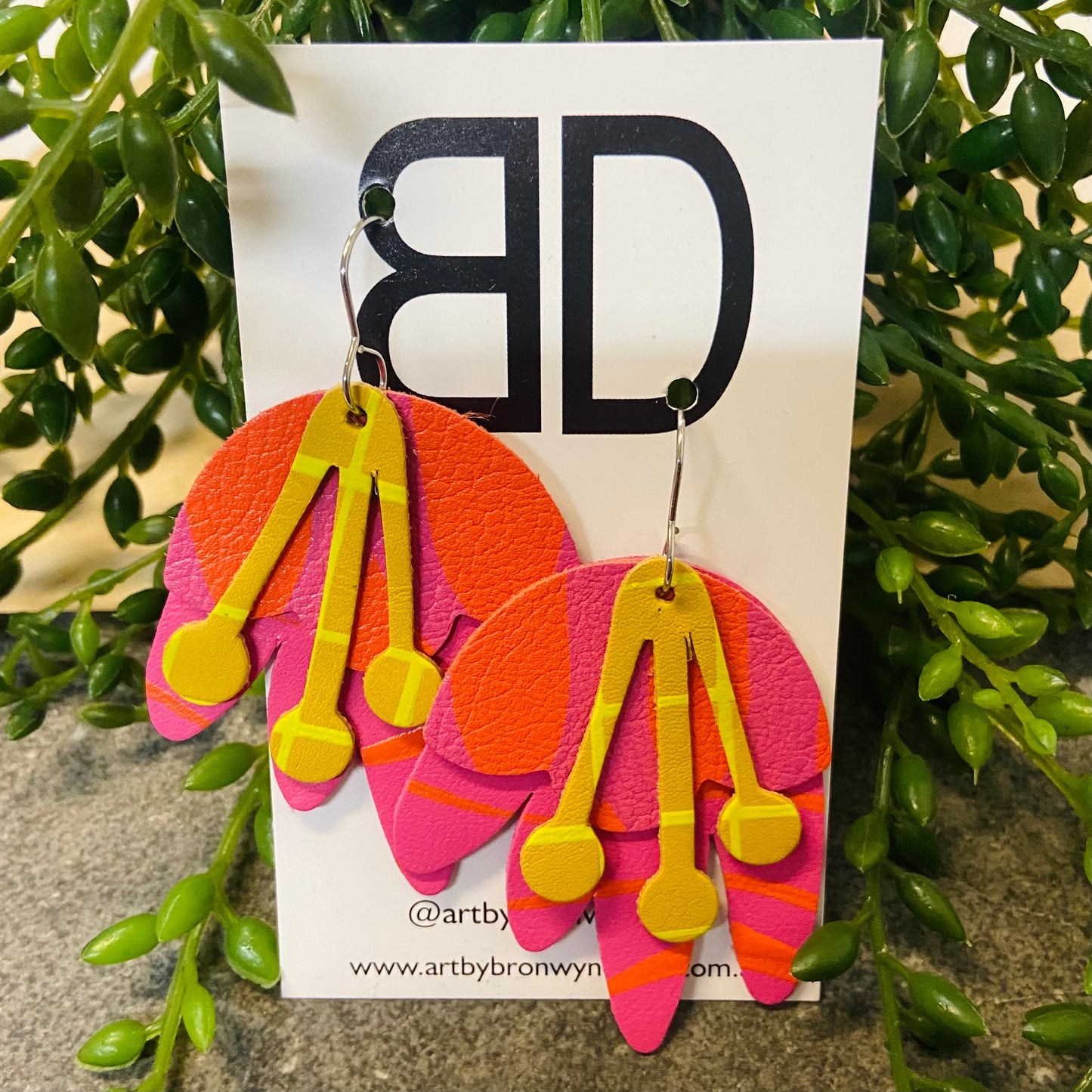 Handmade Painted Leather Earrings - The Layered Gumnut