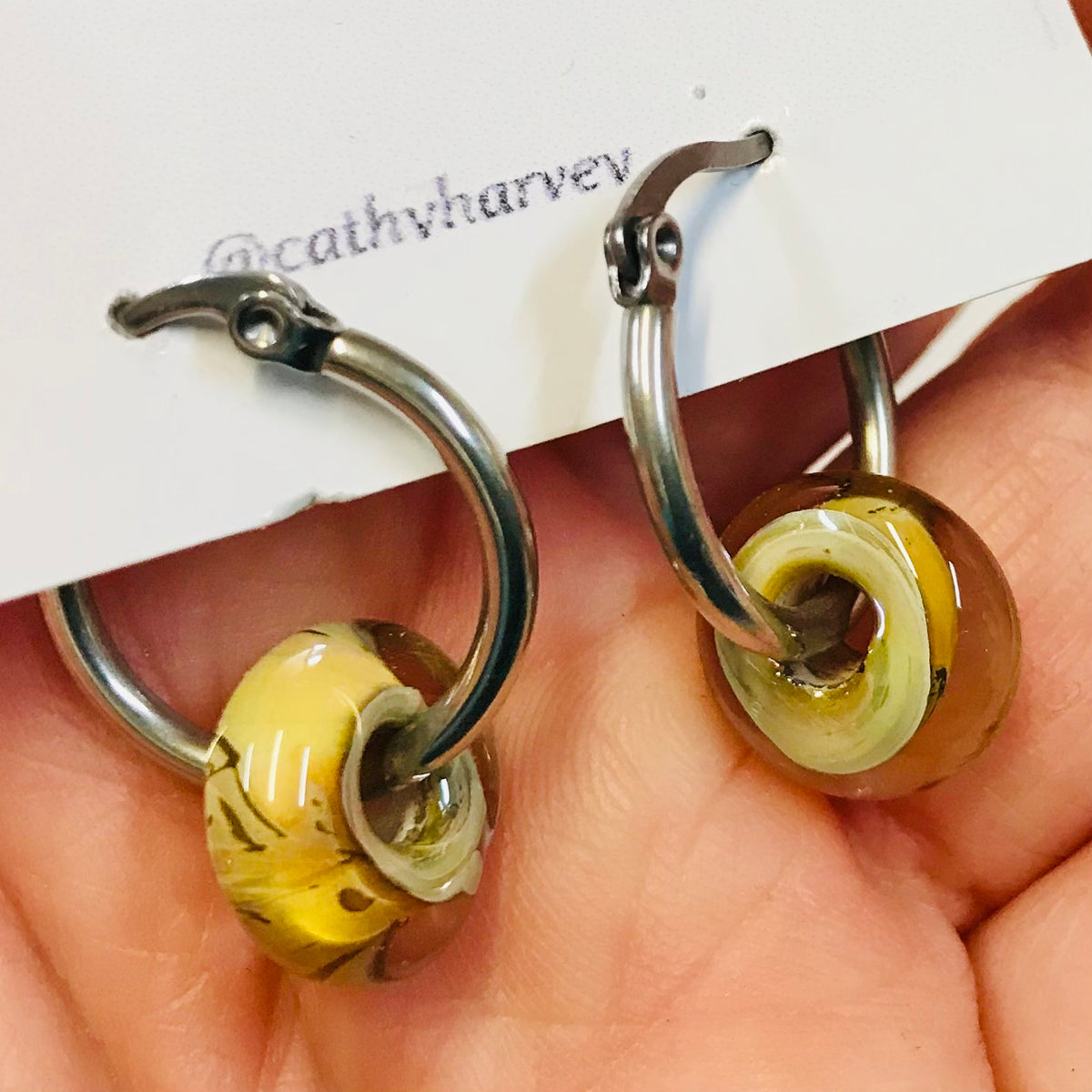 Glass Bead Hoop Earrings