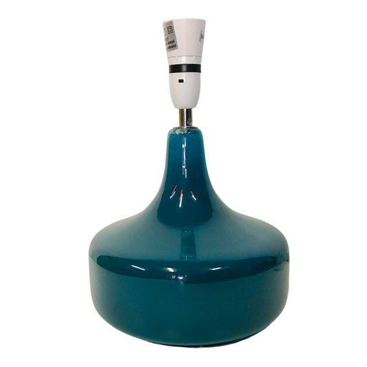 Lamp Base Only - Green Teal Glass Squat Table Lamp