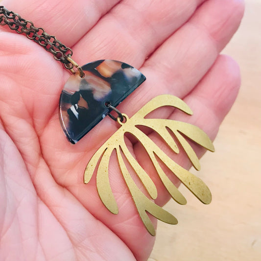 Mixed Metal Necklace - Coral