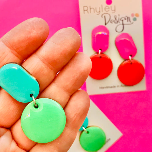 High Gloss Twin Drop Statement Earrings