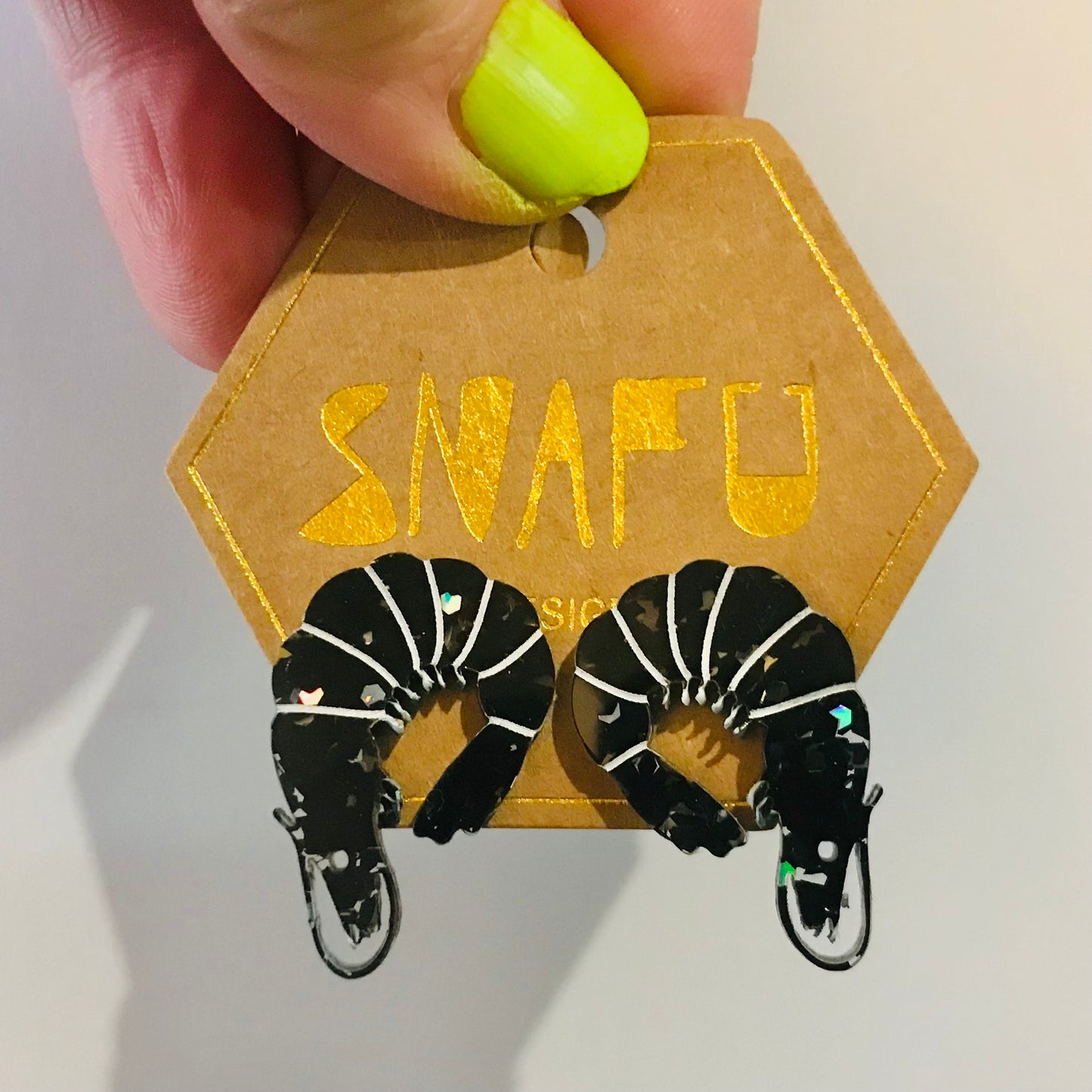 Prawn Dangly Stud Earrings