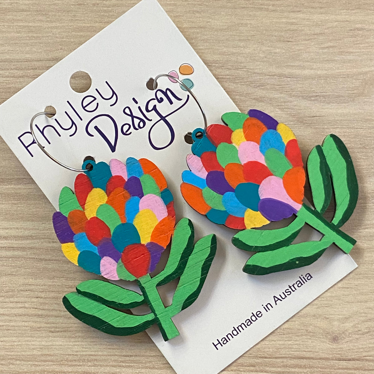 Rainbow Protea Statement Earrings