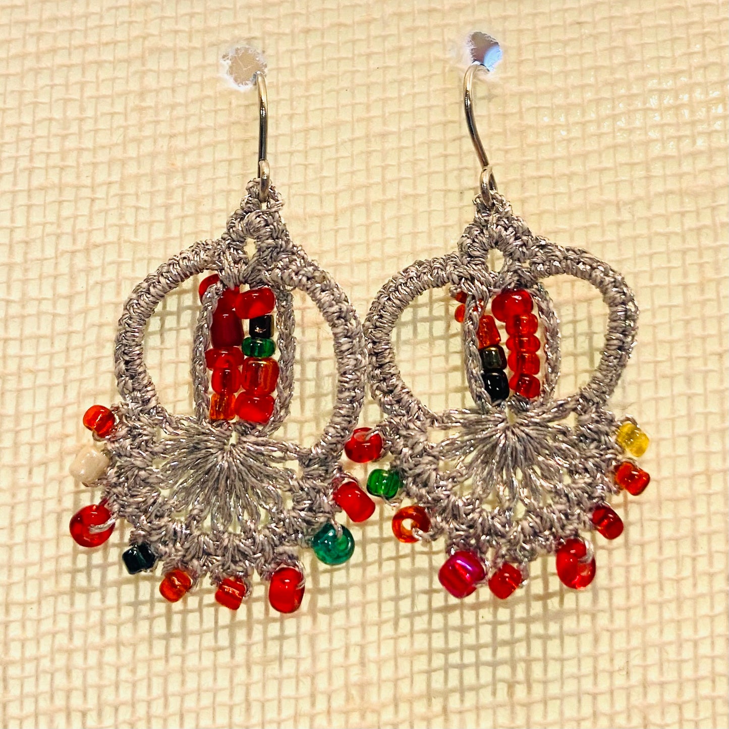 Handcrafted Crochet Earrings - Persian Style with Bead Detail