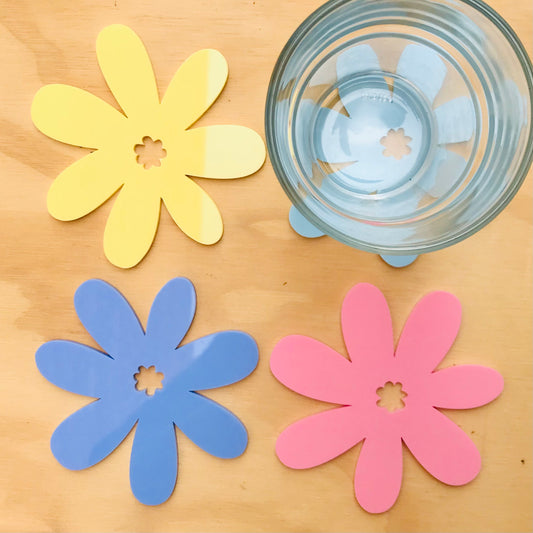 Flower Coasters  - cool pastel (set of 4)