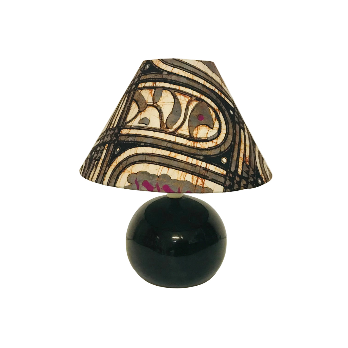 Black Ikat Ball Table Lamp