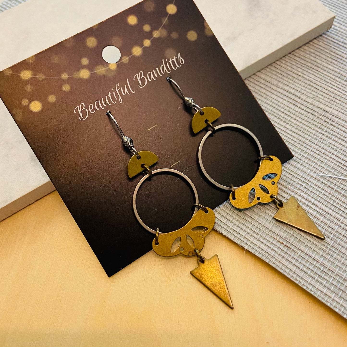 Mixed Metal and Resin Earrings - medium