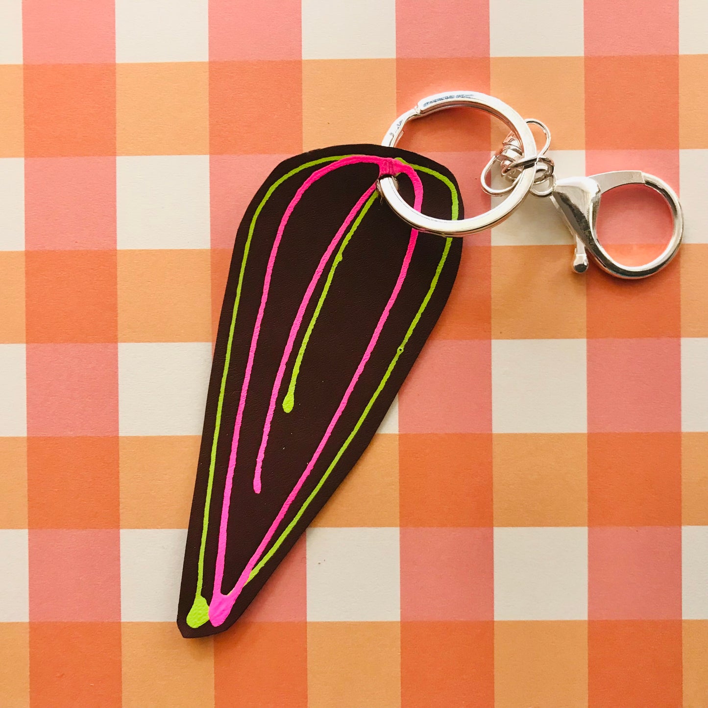 Handpainted Leather Keyrings - leaf