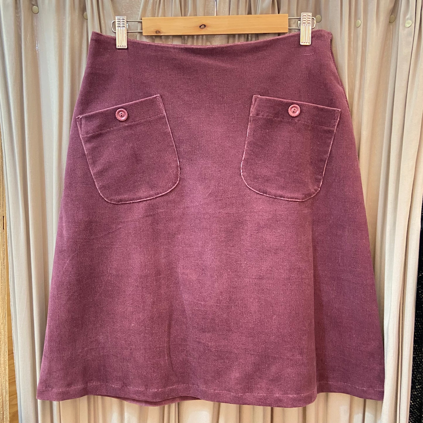 Women's Handmade Corduroy Pocket Skirt - Rose