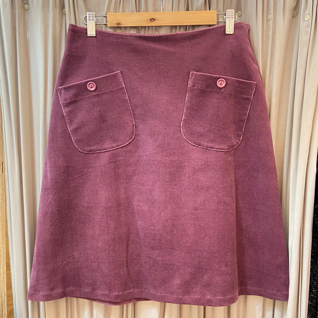 Women's Handmade Corduroy Pocket Skirt - Rose