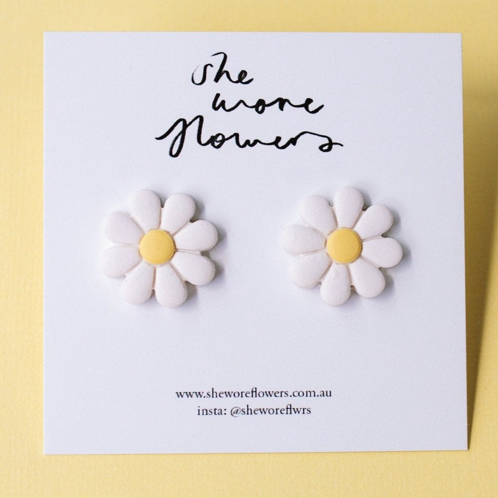 Floral Polymer Clay Flower Stud Earrings